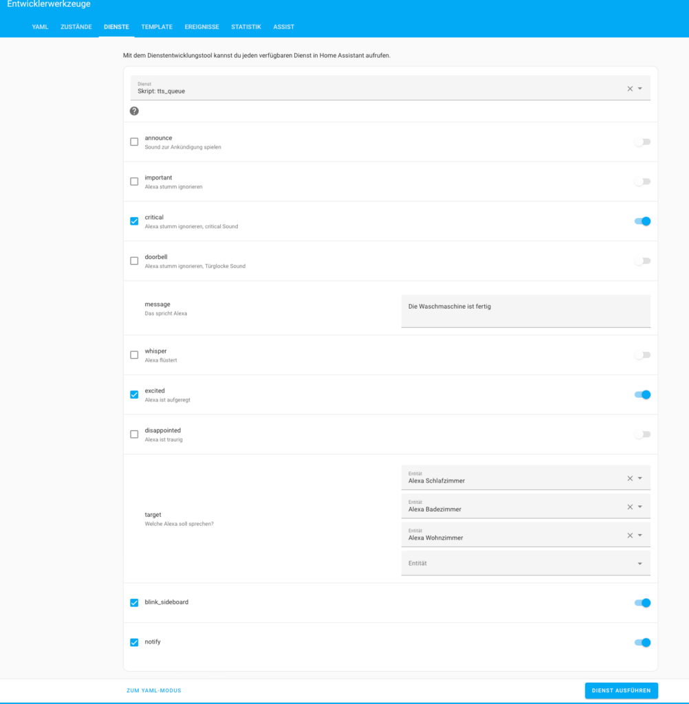 TTS Queue Skript Entwicklertools Home Assistant